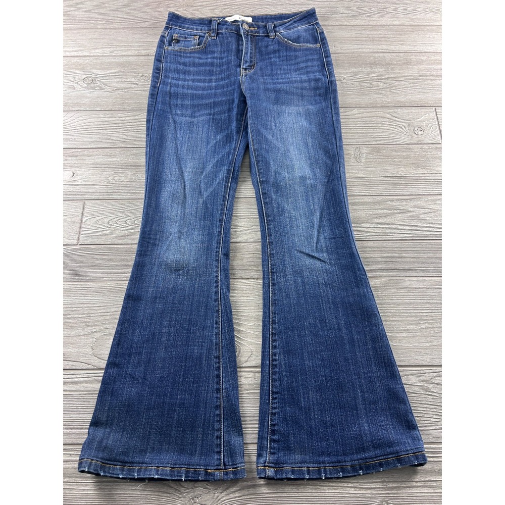 KanCan Petite Flare Jeans Medium Wash High Rise KC6102LOHPT Blue Denim 7/27